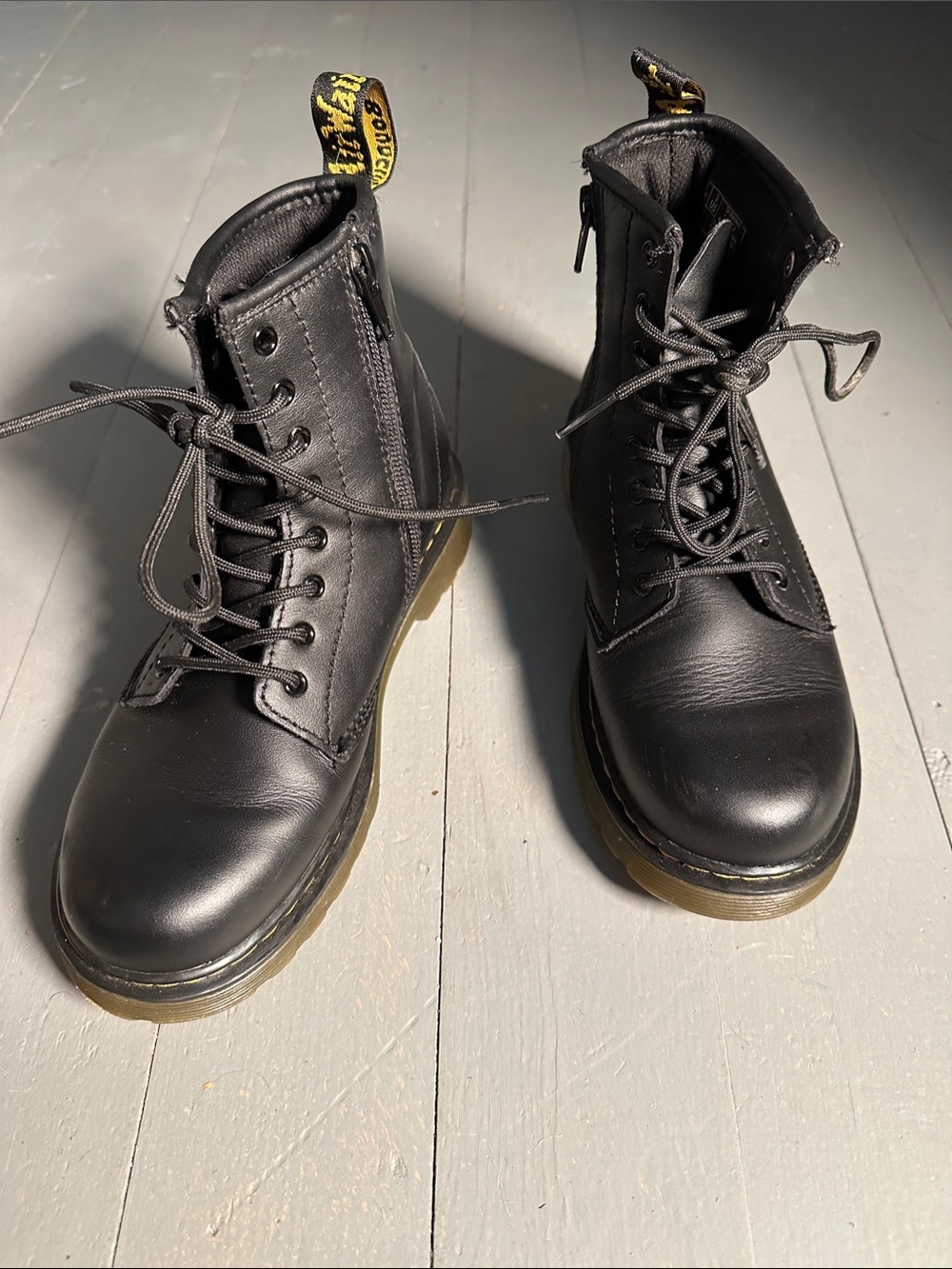 Dr. Martens Black Kids Lace-Up Combat Boots 1460